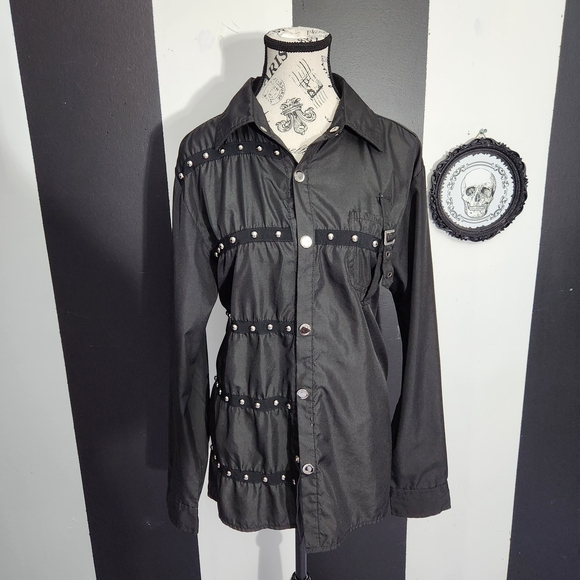 blue pabel Tops - Studded Goth Shirt